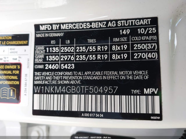 Продаж на аукціоні авто 2026 Mercedes-benz Glc 300 Suv, vin: W1NKM4GB0TF504957, номер лоту: 45825857