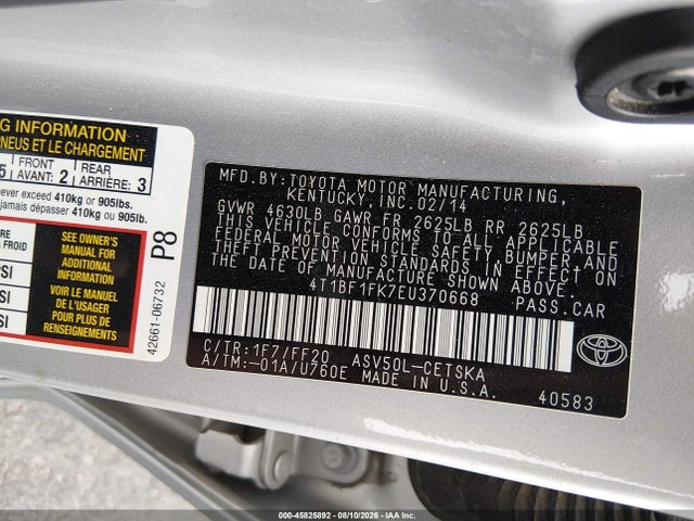 4T1BF1FK7EU370668 Toyota Camry Se Sport