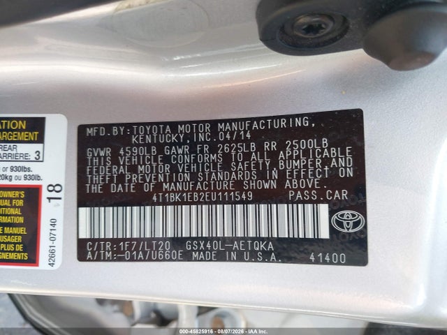Продажа на аукционе авто 2014 Toyota Avalon Xle Touring, vin: 4T1BK1EB2EU111549, номер лота: 45825916