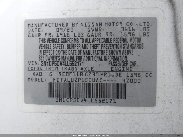 Nissan Kicks Sr Xtronic Cvt 2020 3N1CP5DV4LL552171 Image 9