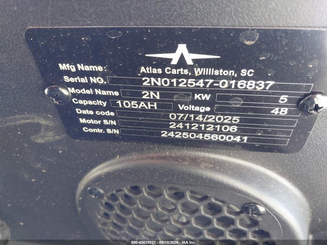 2025 Atlas 2n Golf Cart მანქანა იყიდება აუქციონზე, vin: 0002N012547016837, აუქციონის ნომერი: 45825921