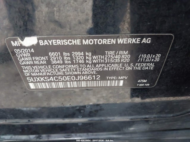 Продаж на аукціоні авто 2014 Bmw X5 Xdrive35d, vin: 5UXKS4C50E0J96612, номер лоту: 45825954