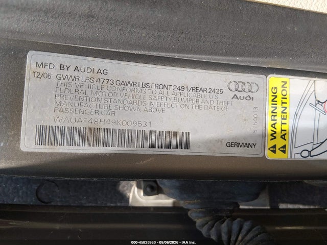 2009 Audi A4 2.0t Special Edition მანქანა იყიდება აუქციონზე, vin: WAUAF48H49K009531, აუქციონის ნომერი: 45825960