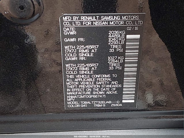 Nissan ROGUE SV 2016 KNMAT2MT0GP667471 Image 9