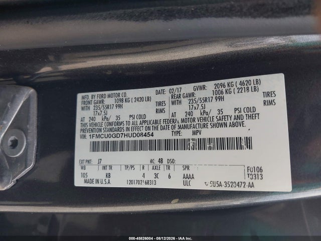 Ford ESCAPE SE 2017 1FMCU0GD7HUD08454 Image 9