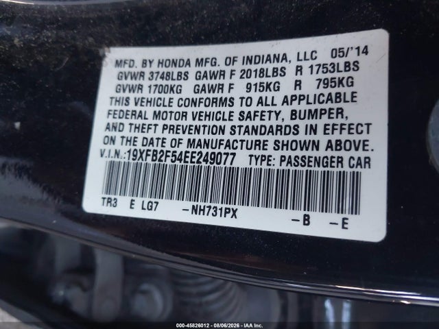 Honda Civic Lx 2014 19XFB2F54EE249077 Image 9