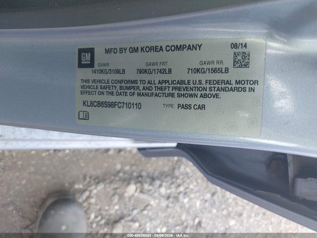 45826043 :رقم المزاد ، KL8CB6S98FC710110 vin ، 2015 Chevrolet Spark Ls Cvt مزاد بيع