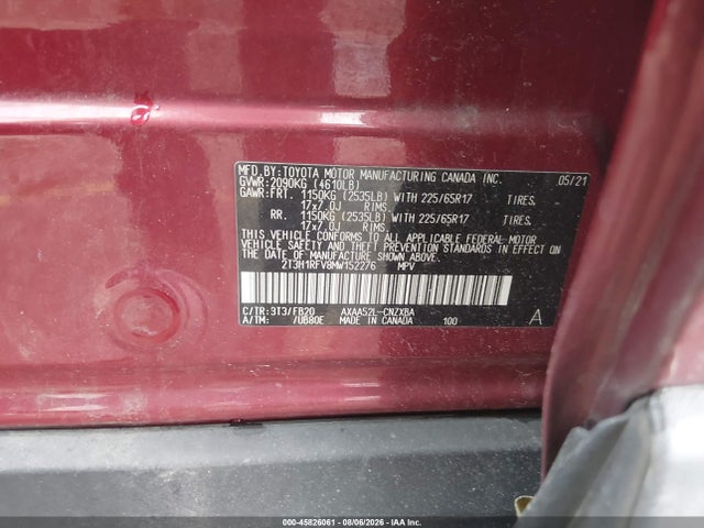Продажа на аукционе авто 2021 Toyota Rav4 Le, vin: 2T3H1RFV8MW152276, номер лота: 45826061