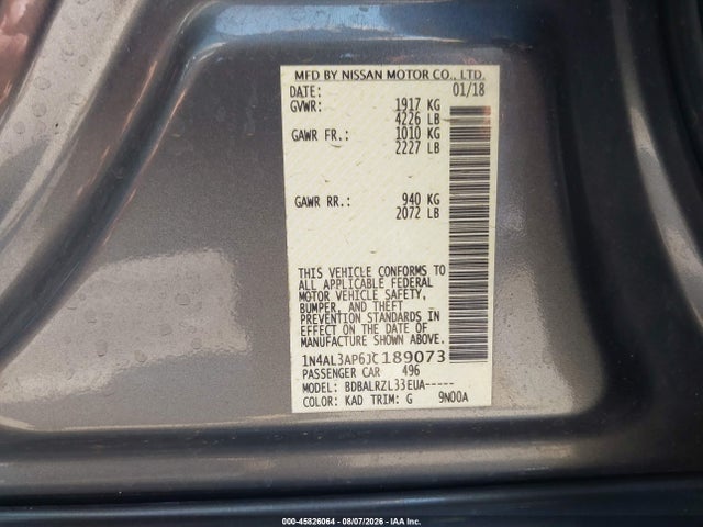 1N4AL3AP6JC189073 Nissan Altima 2.5 Sl