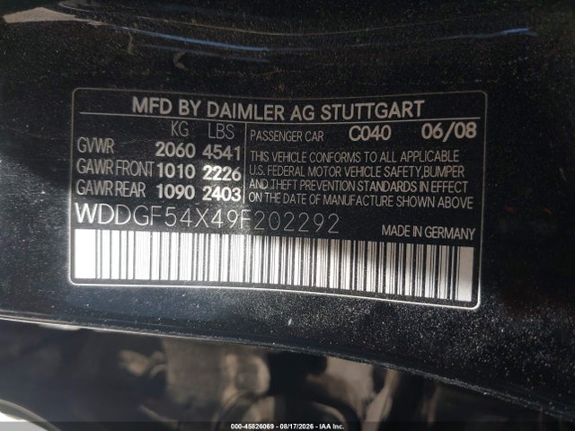 Продажа на аукционе авто 2009 Mercedes-benz C 300 Luxury/sport, vin: WDDGF54X49F202292, номер лота: 45826069