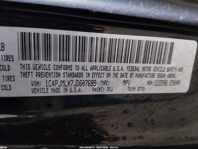 Продажа на аукционе авто 2018 Jeep Cherokee Latitude Plus 4x4, vin: 1C4PJMLX7JD607695, номер лота: 45826075