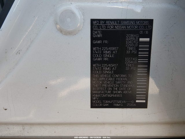 Nissan ROGUE S 2016 KNMAT2MT9GP649101 Image 9