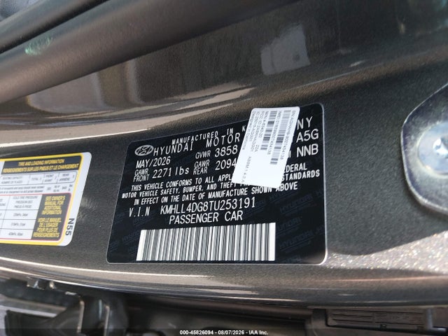 Продажа на аукционе авто 2026 Hyundai Elantra Se, vin: KMHLL4DG8TU253191, номер лота: 45826094