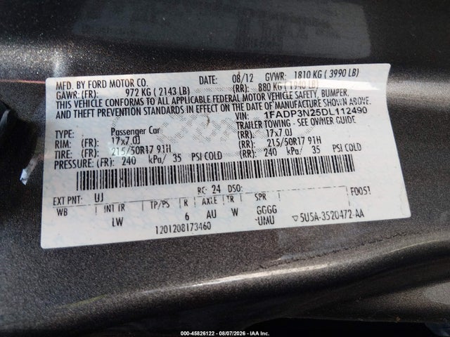 Продаж на аукціоні авто 2013 Ford Focus Titanium, vin: 1FADP3N25DL112490, номер лоту: 45826122