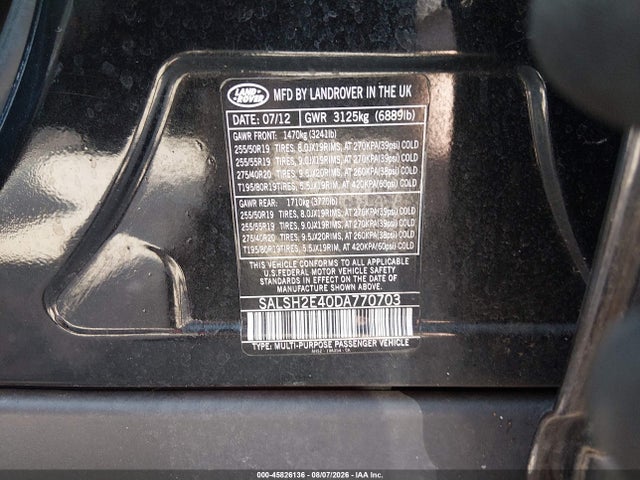 Aukcja sprzedaży 2013 Land Rover Range Rover Sport Supercharged, vin: SALSH2E40DA770703, numer aukcji: 45826136