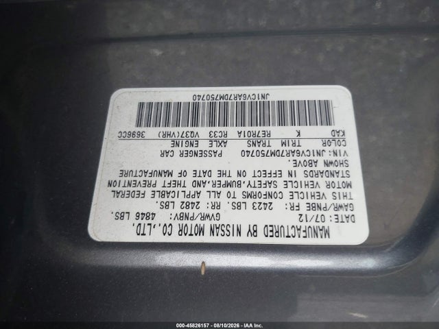 Продажа на аукционе авто 2013 Infiniti G37x, vin: JN1CV6AR7DM750740, номер лота: 45826157