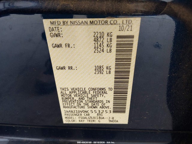 1N4BZ1DV0NC553253 Nissan Leaf Sl Plus 62 Kwh