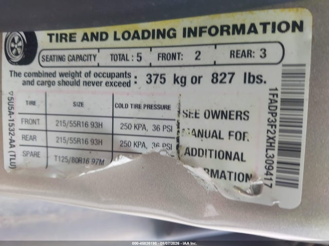 Ford FOCUS SE 2017 1FADP3F2XHL309417 Image 9