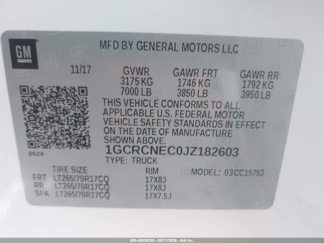 1GCRCNEC0JZ182603 Chevrolet Silverado 1500 Ls