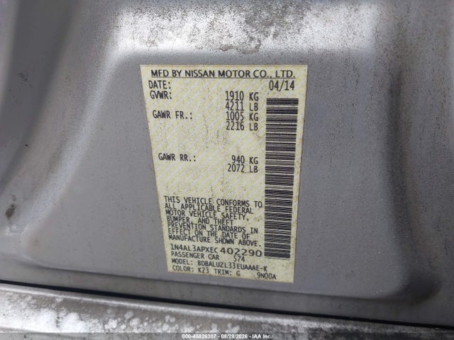 Nissan Altima 2.5 Sv 2014 1N4AL3APXEC402290 Image 9