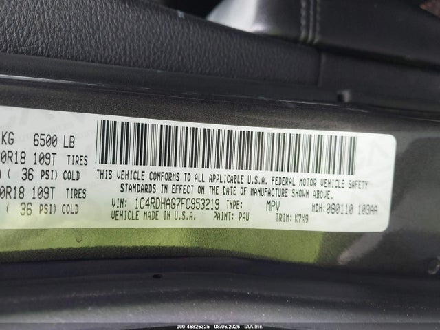 Продаж на аукціоні авто 2015 Dodge Durango Sxt, vin: 1C4RDHAG7FC953219, номер лоту: 45826325