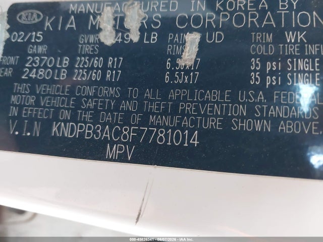 KIA Sportage Lx 2015 KNDPB3AC8F7781014 Image 9