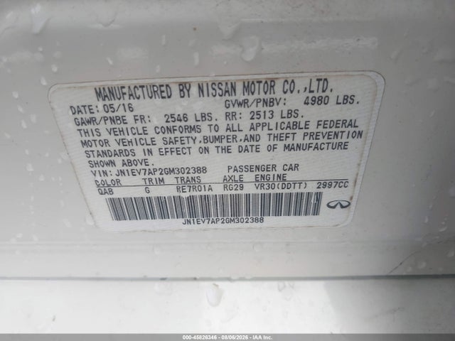 Aukcja sprzedaży 2016 Infiniti Q50 3.0t Premium, vin: JN1EV7AP2GM302388, numer aukcji: 45826346