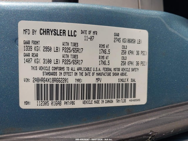 Aukcja sprzedaży 2008 Chrysler Town & Country Limited, vin: 2A8HR64X18R662201, numer aukcji: 45826367