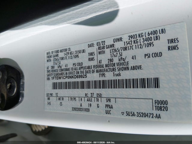 Ford F-150 Xl 2022 1FTEW1CP0NKD69925 Image 9