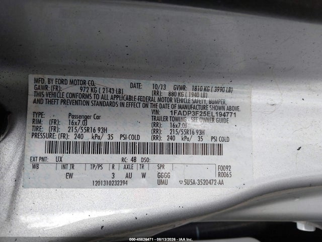 Ford FOCUS SE 2014 1FADP3F25EL194771 Image 9