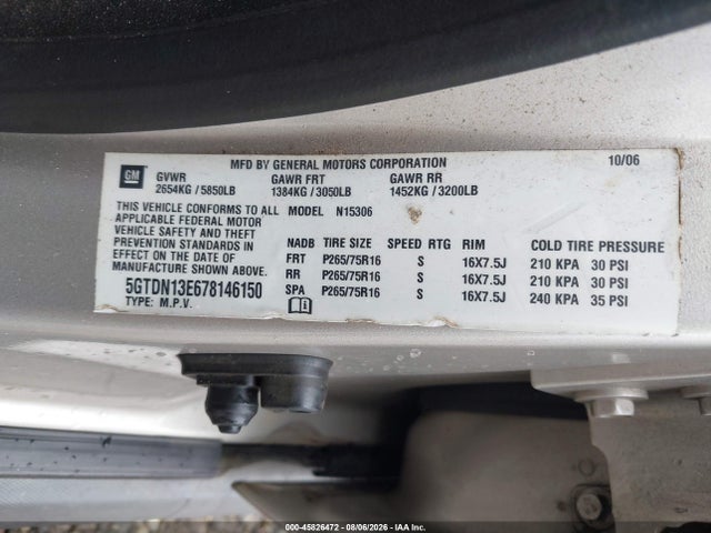 Продажа на аукционе авто 2007 Hummer H3 Suv, vin: 5GTDN13E678146150, номер лота: 45826472