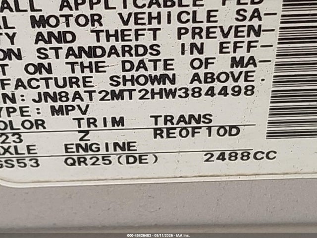 Nissan Rogue Sl 2017 JN8AT2MT2HW384498 Image 9