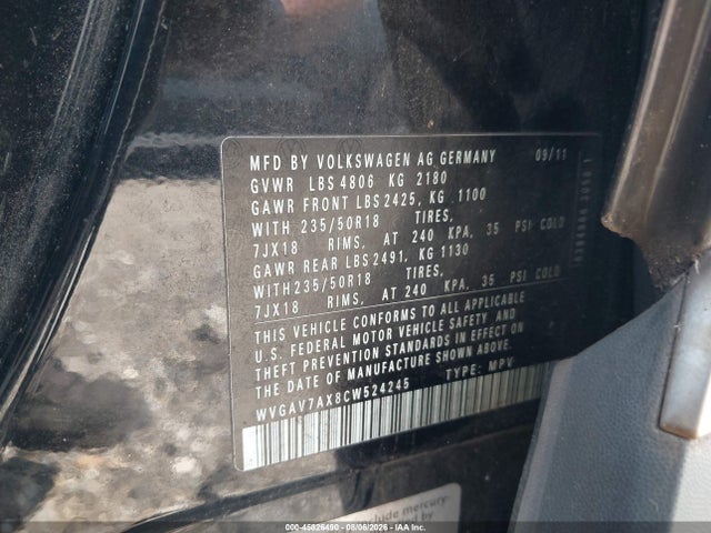 Продаж на аукціоні авто 2012 Volkswagen Tiguan Se, vin: WVGAV7AX8CW524245, номер лоту: 45826490