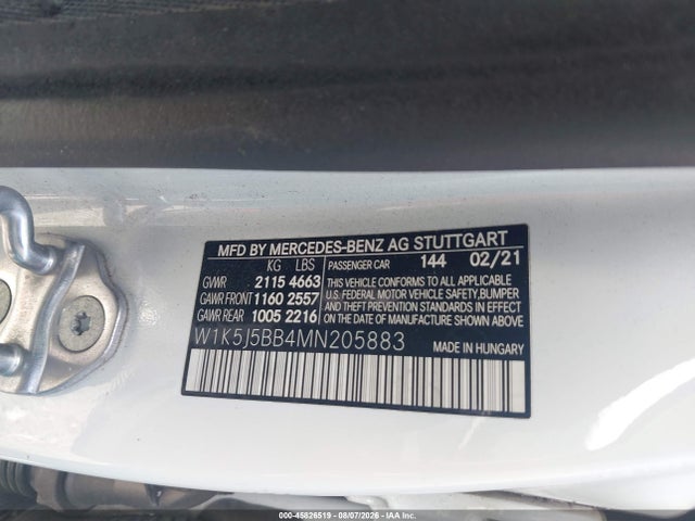 45826519 :رقم المزاد ، W1K5J5BB4MN205883 vin ، 2021 Mercedes-benz Amg Cla 35 4matic مزاد بيع