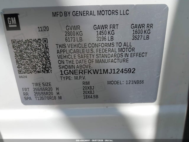 Продажа на аукционе авто 2021 Chevrolet Traverse Fwd Ls, vin: 1GNERFKW1MJ124592, номер лота: 45826551