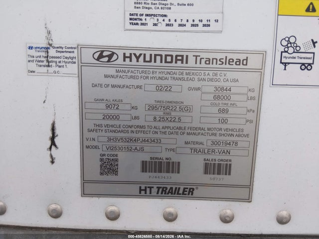 2023 Hyundai Translead Inc Unknown მანქანა იყიდება აუქციონზე, vin: 3H3V532K4PJ443433, აუქციონის ნომერი: 45826580