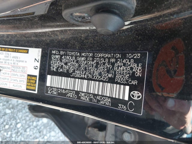 45826585 :رقم المزاد ، JTDBDMHE7RJ005420 vin ، 2024 Toyota Corolla Hybrid Se مزاد بيع