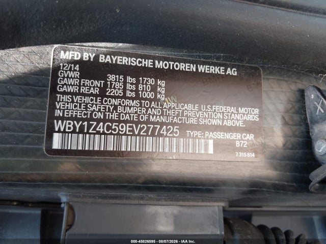 Продажа на аукционе авто 2014 Bmw I3 Base W/range Extender, vin: WBY1Z4C59EV277425, номер лота: 45826595