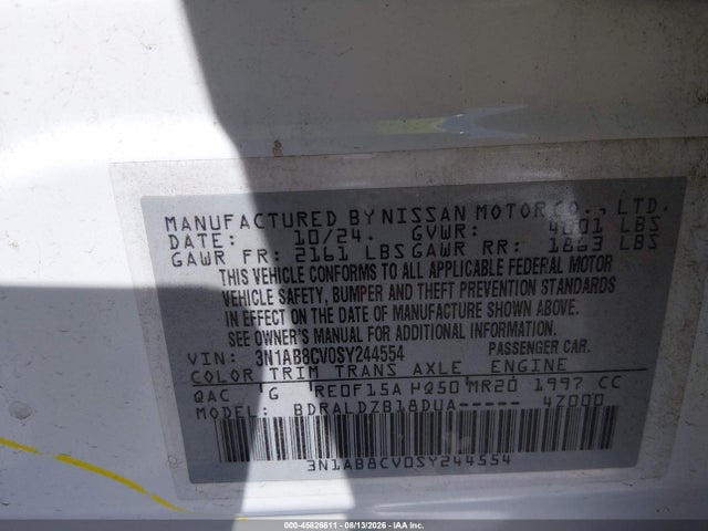 Nissan SENTRA SV 2025 3N1AB8CV0SY244554 Image 9
