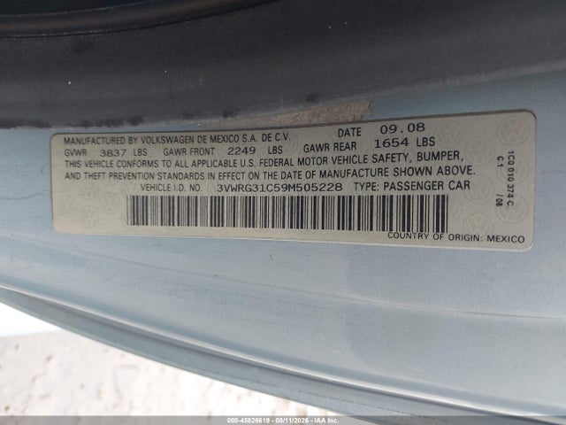Продажа на аукционе авто 2009 Volkswagen New Beetle 2.5l, vin: 3VWRG31C59M505228, номер лота: 45826619