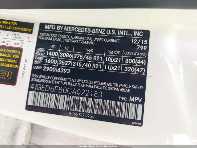 4JGED6EB0GA022183 Mercedes-Benz Gle 450 Amg Coupe 4matic