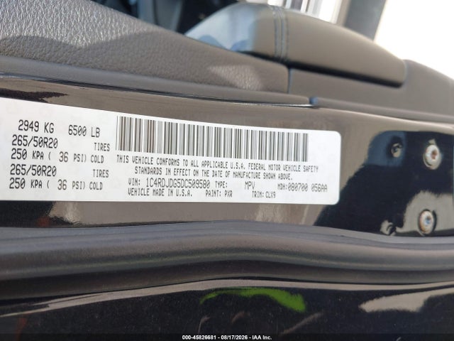 Продажа на аукционе авто 2013 Dodge Durango Crew, vin: 1C4RDJDG5DC509580, номер лота: 45826681
