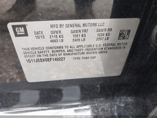 Aukcja sprzedaży 2014 Chevrolet Malibu 2lz, vin: 1G11J5SX6EF149227, numer aukcji: 45826693