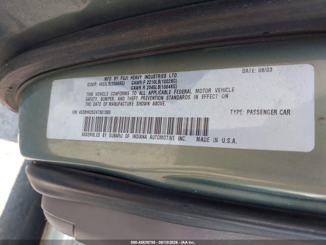 Aukcja sprzedaży 2004 Subaru Legacy L/l W/35th Anniversary Edition, vin: 4S3BH625247301380, numer aukcji: 45826758