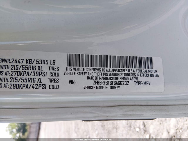 2015 Ram Promaster City Tradesman Slt მანქანა იყიდება აუქციონზე, vin: ZFBERFBT6F6A66232, აუქციონის ნომერი: 45826815