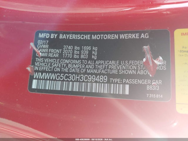 Продаж на аукціоні авто 2017 Mini Convertible Cooper, vin: WMWWG5C30H3C99489, номер лоту: 45826899