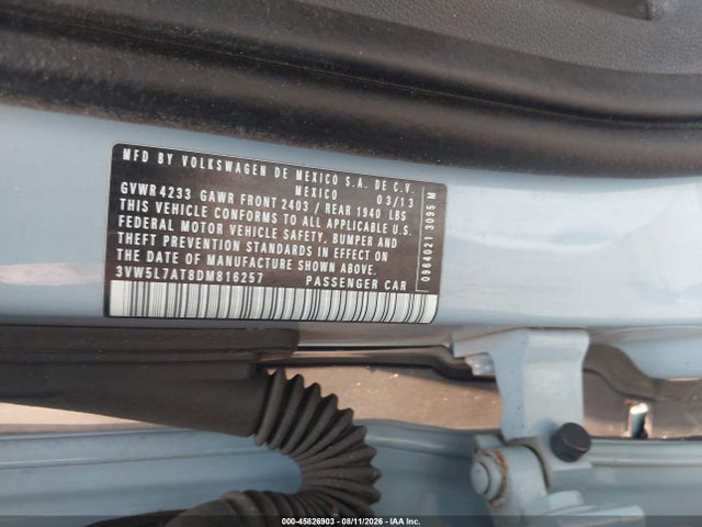 2013 Volkswagen Beetle 2.0l Tdi მანქანა იყიდება აუქციონზე, vin: 3VW5L7AT8DM816257, აუქციონის ნომერი: 45826903