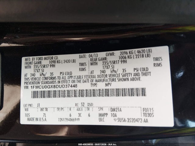 Aukcja sprzedaży 2013 Ford Escape Se, vin: 1FMCU0GX8DUD37448, numer aukcji: 45826935