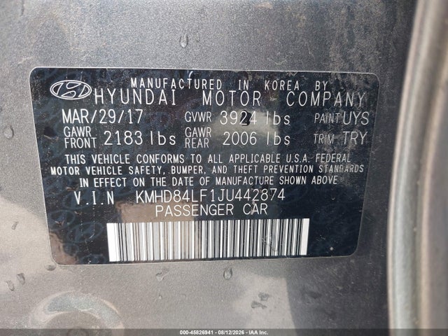 2018 Hyundai Elantra Limited მანქანა იყიდება აუქციონზე, vin: KMHD84LF1JU442874, აუქციონის ნომერი: 45826941