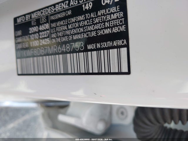 Продажа на аукционе авто 2021 Mercedes-benz C 300 Sedan, vin: W1KWF8DB7MR648753, номер лота: 45826955
